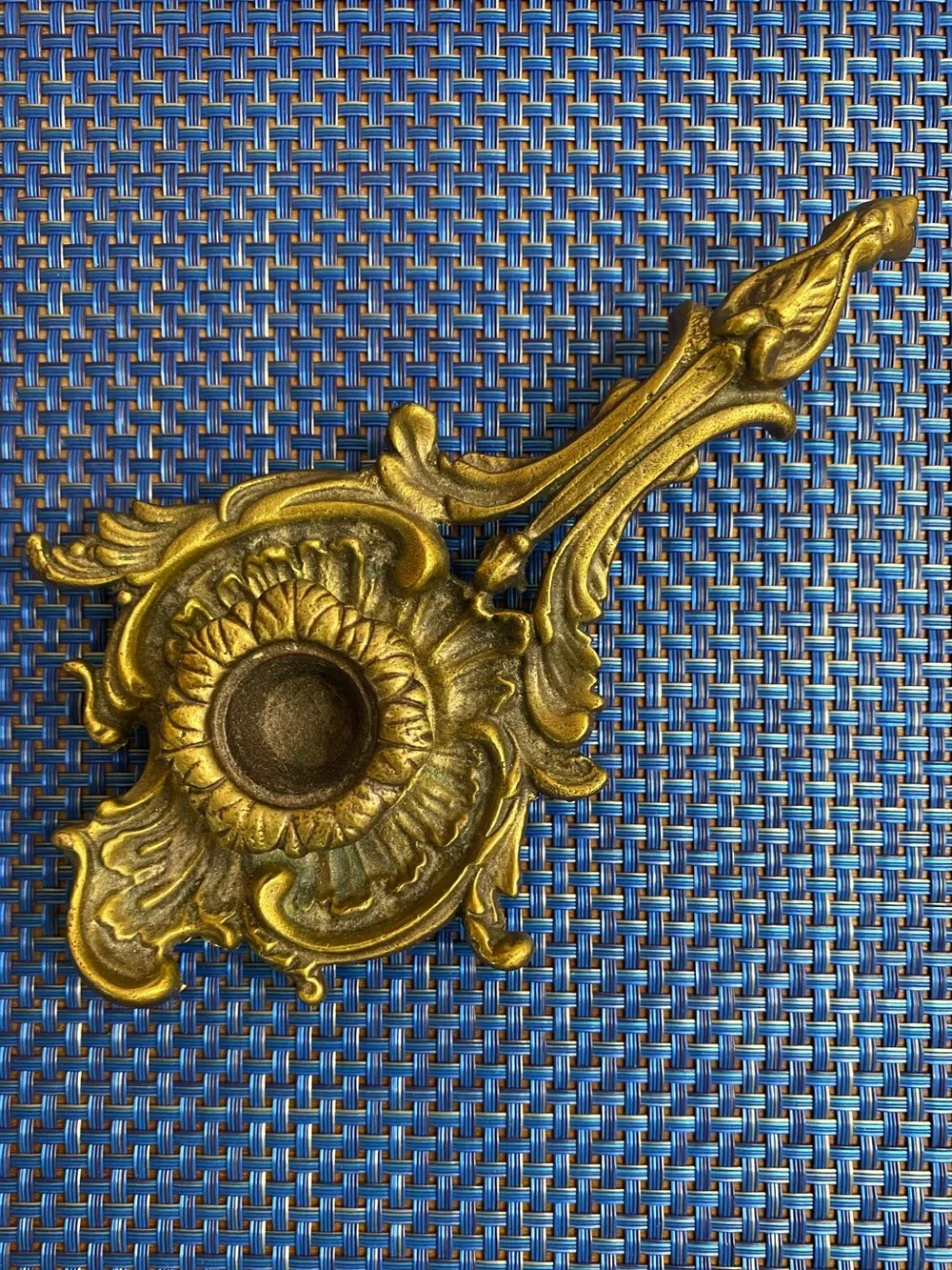 Vintage Antique-Style single candle holder brass or gilded bronze